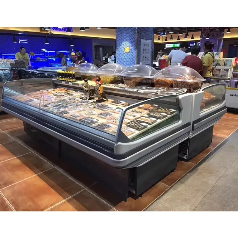 Deposit Counter Food Refrigerated Showcase Freezer CE Air Cooler Ice-free Fish Showcase Food Hanger and Cold Price