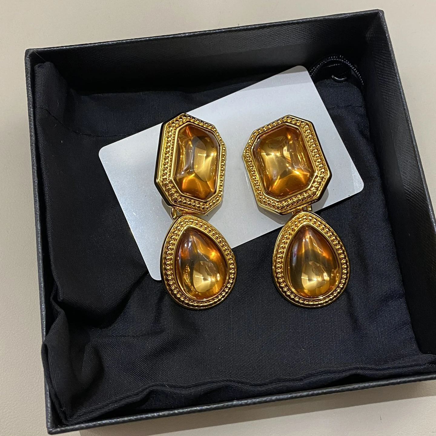 

Vintage Top Quality Crystal Ear Clip Big Earrings Women Designer Luxury Jewelry Trend