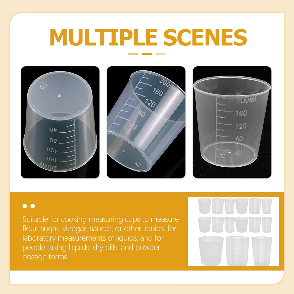 

50 Pcs Measuring Cup Liquid Sample Container 50ml Specimen Cups Experiment Graduated Storage 200ml Pp 100ml Measure