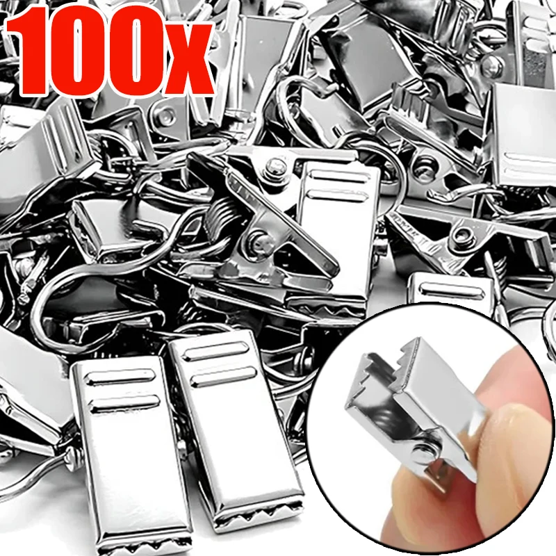 10/100PCS Mini Metal Curtain Clips S Type Multifunctional Hooks Photos Socks Hanging Clips Home Window Curtain Decor Accessories