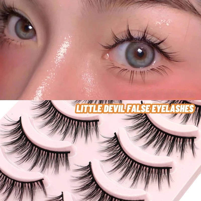 5 paia Manga Lashes 3D Natural Long Faux Mink Extension ciglia Fluffy Little Devil Cosplay ciglia finte trucco quotidiano degli occhi