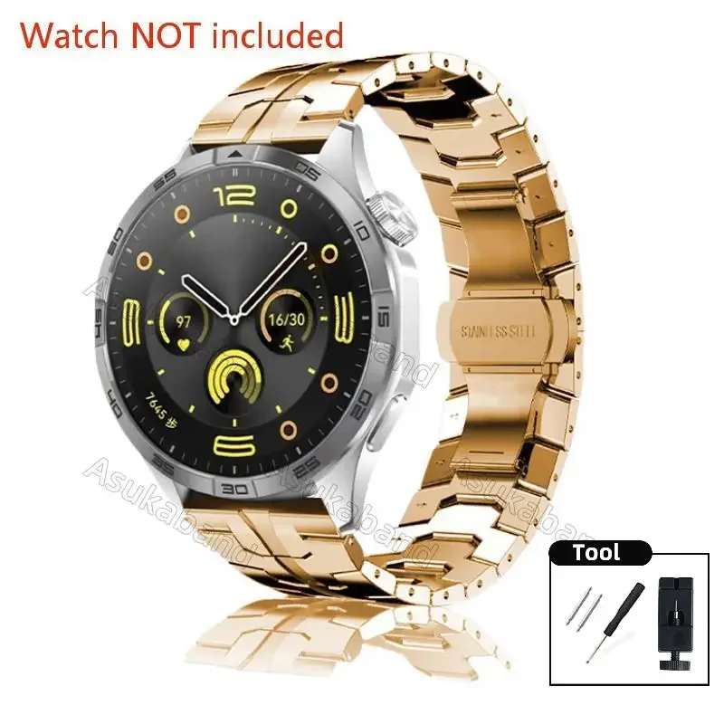 Pulseira de relógio de aço inoxidável para homens e mulheres, Solid Band, Huawei GT4, Watch 4 Pro, Samsung Galaxy 6, 5, 40mm, 45mm, 20mm, 22mm