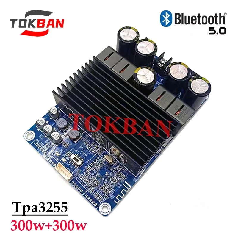 Tokban 300w*2 TPA3255 2-channel Stereo Amplifier Board High Power Bluetooth 5.0 DC24-48v Class D Digital Power Amplifier Audio