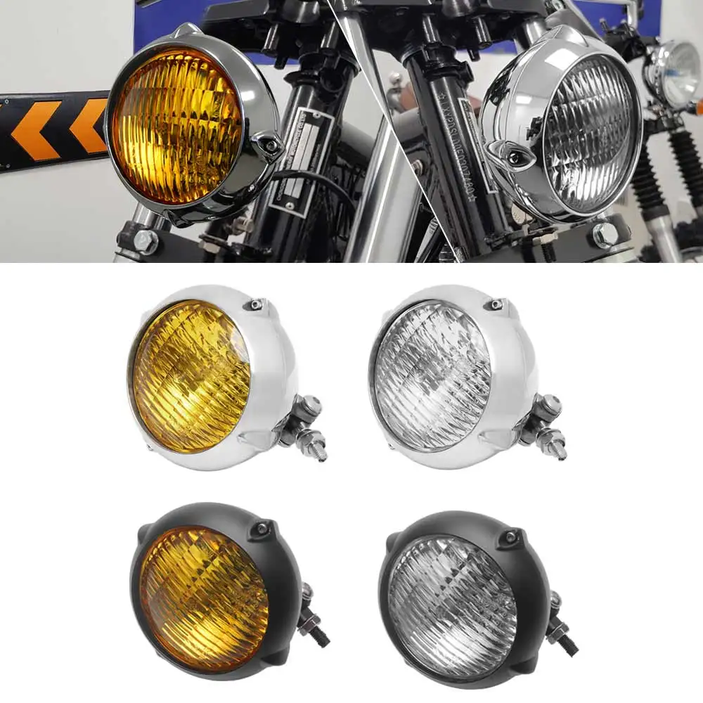 

4.5" Retro Motorcycle Front Led Headlight H4 Head Lamp For Harley Honda Yamaha Suzuki Custom Chopper Cafe Racer Vintage Bates