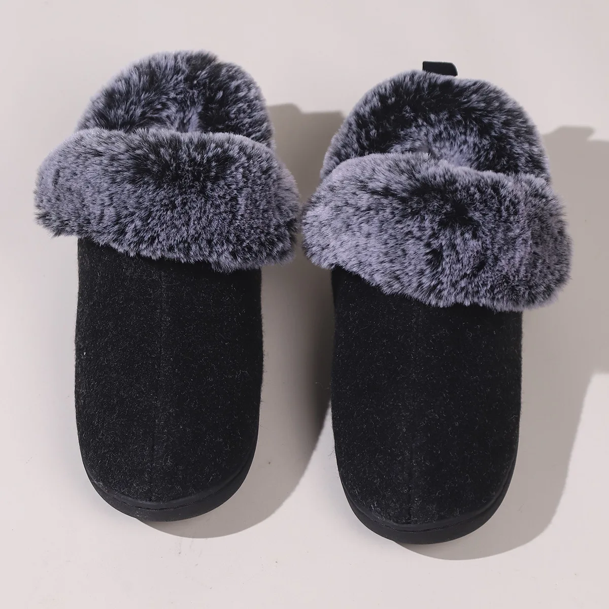 Smile Pop New Men Plush Slippers Indoor Fluffy Fur Home Men Slippers Outdoor Warm Closed Soft Non-slip Fuzzy Winter Men Shoes