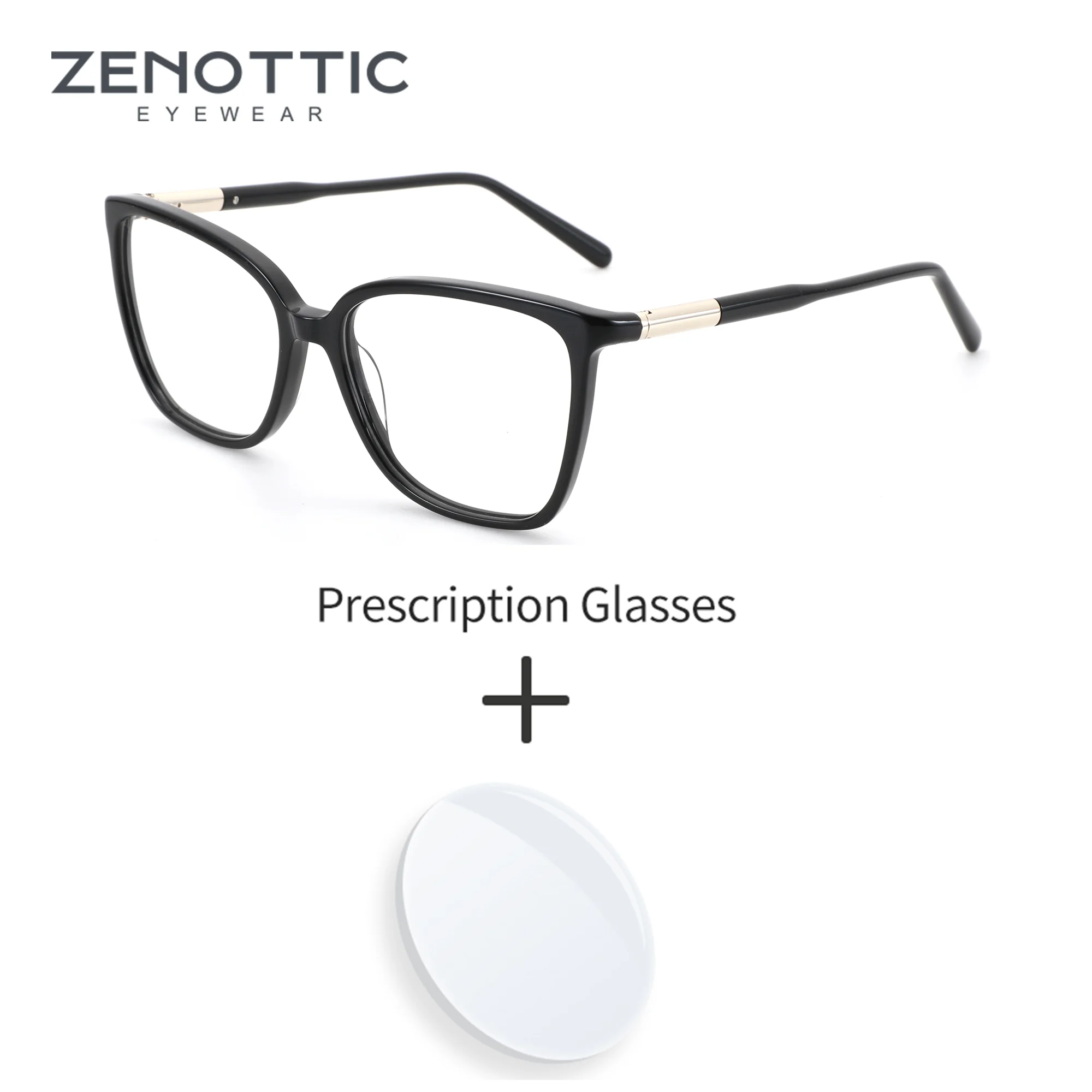 

ZENOTTIC S Size Fashion Square Prescription Glasses For Unisex Handmade Acetate Anti Blue Light Progressive Optical Eyewear