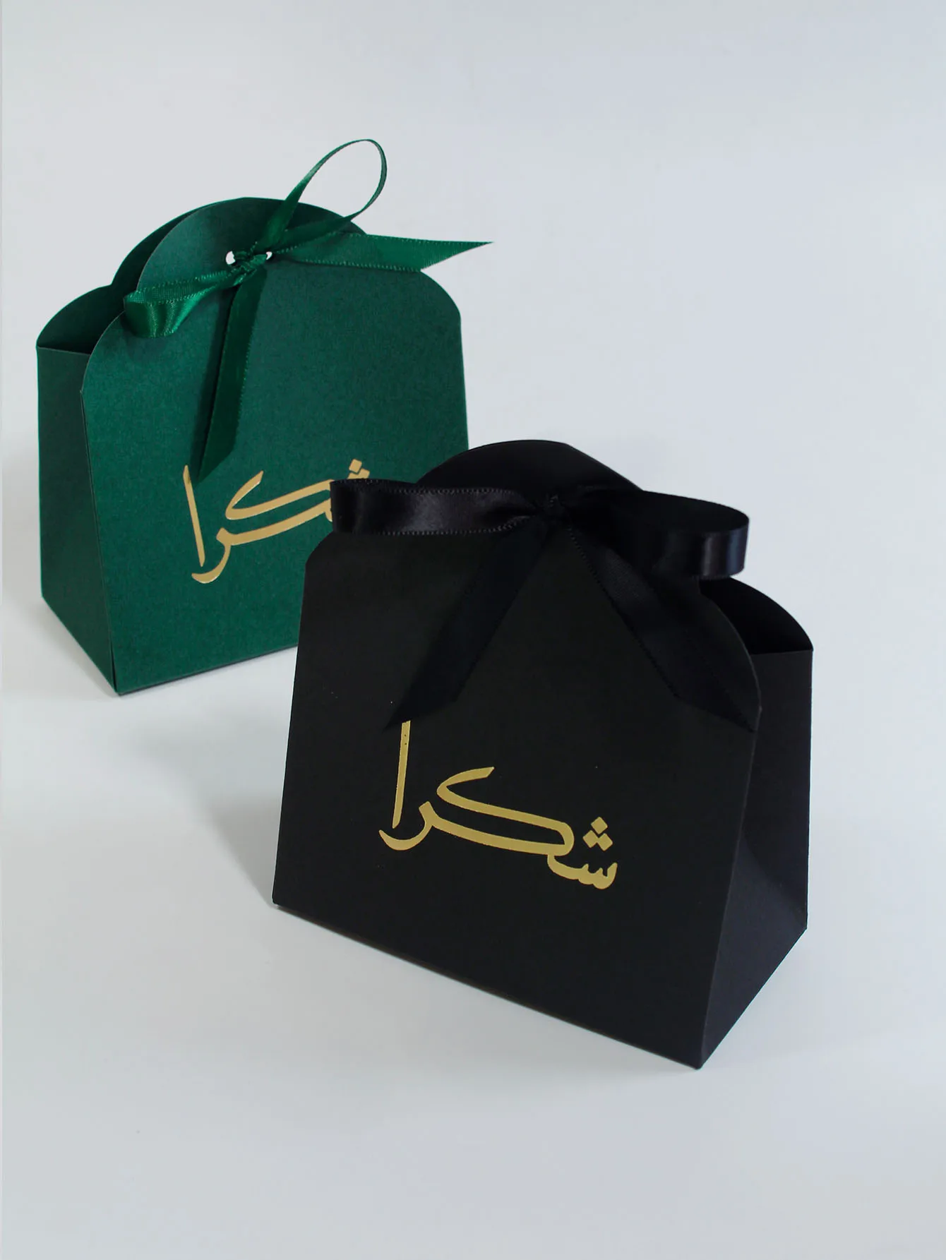 Thank you Arabic candy box, holiday decoration gift box, exquisite gold foil green black white paper box candy box