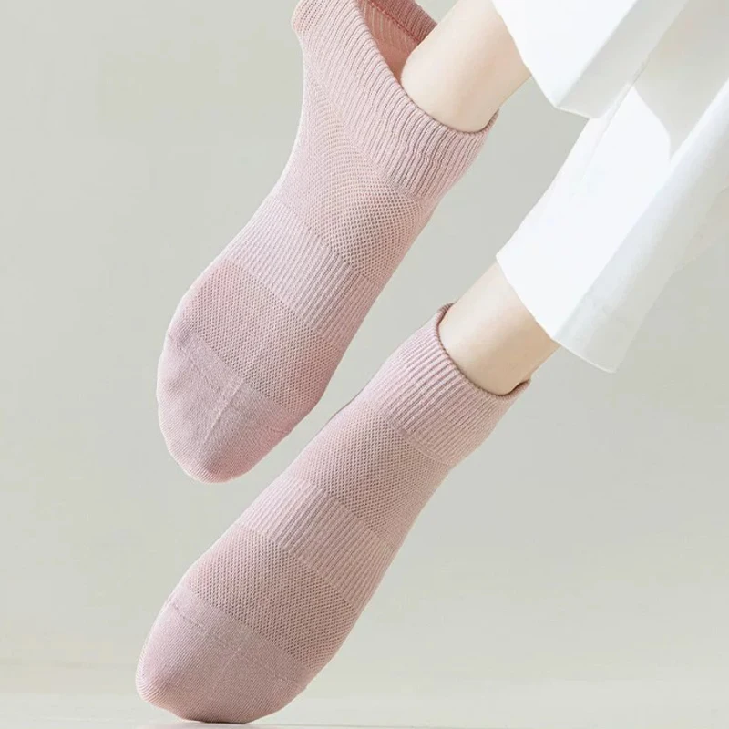 5Pairs Women's Socks Spring Summer New Combed Cotton Solid Color Fashion Comfort Female Socks High Quality