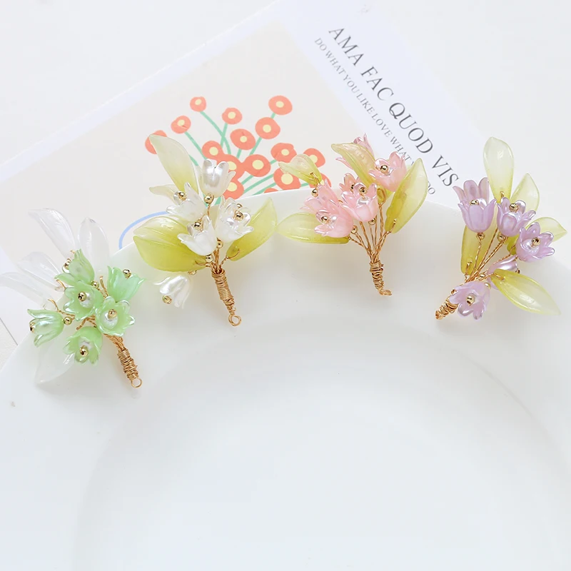

1pcs Antique Resin Woven Beaded Flower Wind Chimes Pendant Diy Handmade Jewelry Earrings Hairpin Accessories Material Charms