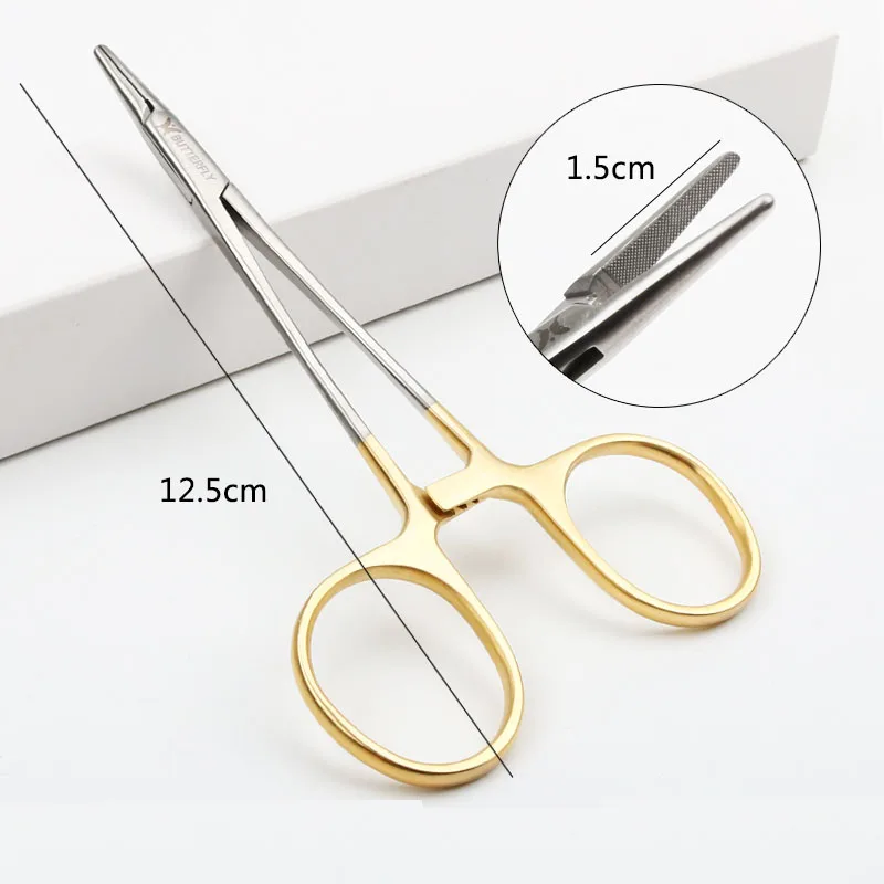 Stainless steel needle-holding pliers Gold shank insert needle-holding pliers Needle-pattern needle-holding pliers cosmetic tool