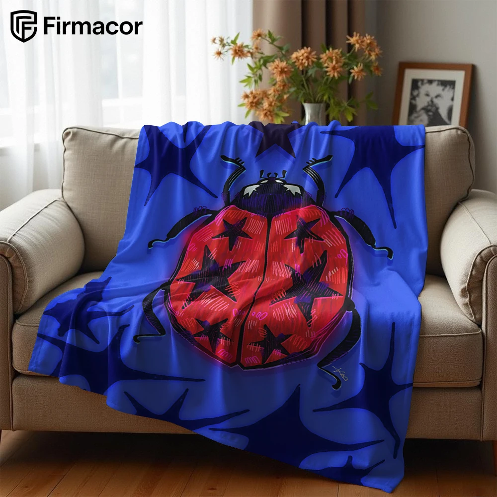 Star-Spotted Ladybug Ultra Soft Sherpa Fleece Blanket Fluffy Warm Halloween Cozy Throw for Sofa Couch Bedroom Gift All season
