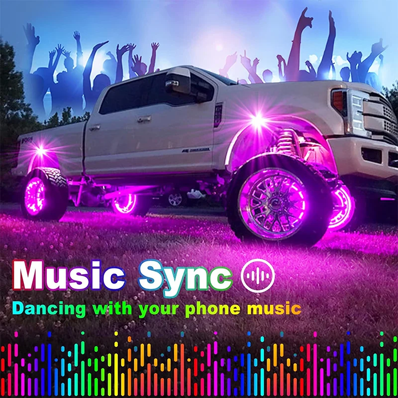 Rock Lights Led 12V Chassis Lights Multicolor APP Control RGB Waterproof  Auto Lights Suv Underbody Lamp Car Underglow Led
