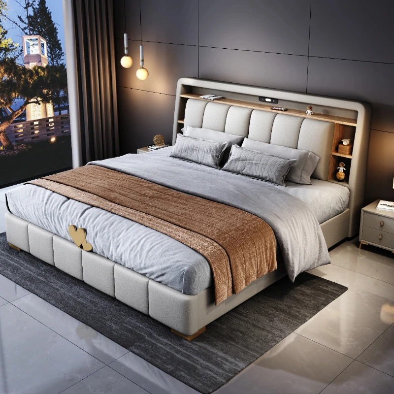 

Bedroom Italian Type Bed Modern Aesthetic Double Storage Bed Headboards Multifunction Cama De Lujo Para Dormitorio Furnitures