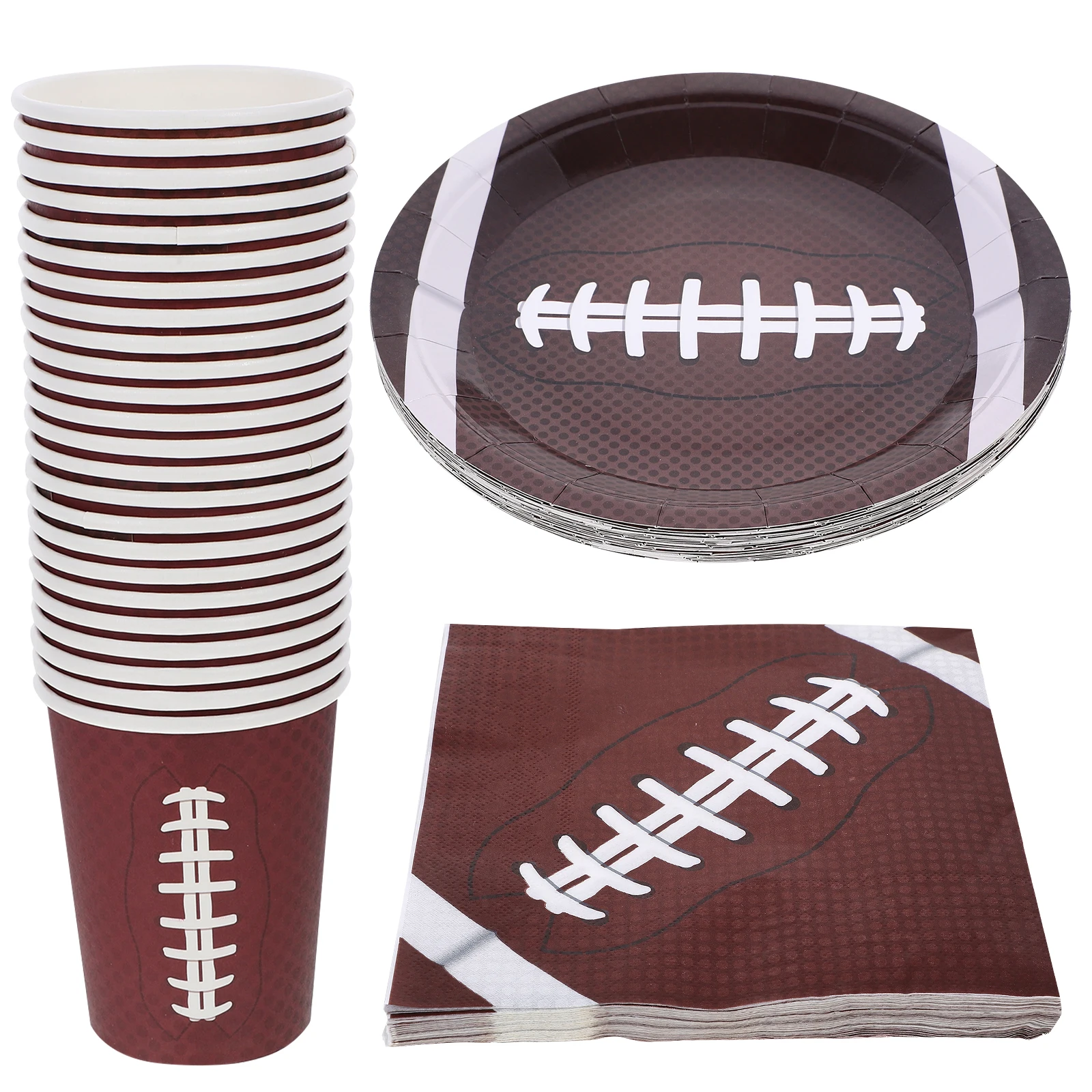 

1 комплект посуды для вечеринки в стиле регби, бумажные тарелки, салфетки, чашки, одноразовые украшения для спортивной вечеринки, большая вместимость