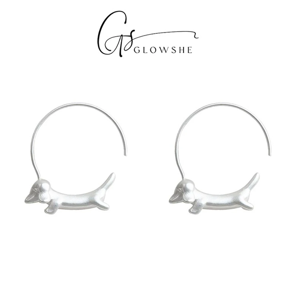 

Glowshe Copper Sausage Dog Hoop Earrings Party Creative Popular Jewelry Women's Unique Statement Earrings High Quality Gifts