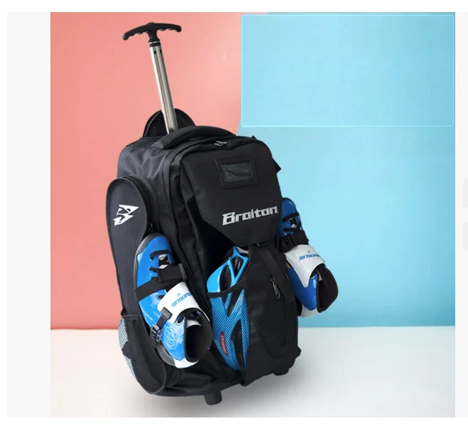 Mochila con ruedas para patinaje rápido para hombre, bolsa de lona para llevar, bolsas con ruedas de viaje para hombre, bolsas con ruedas para patinaje de velocidad de pista corta para niños