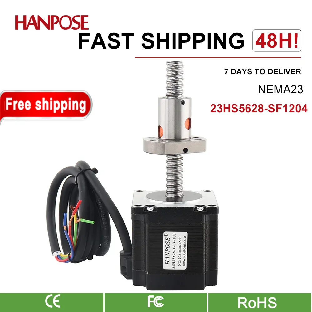 

hanpose 23HS5628-SFU1204 L100 200 300 мм шариковый винт Nema23 шаговый двигатель 2,8 А 4-выводной двигатель 126 Н.М 42 для 3D медицинского оборудования