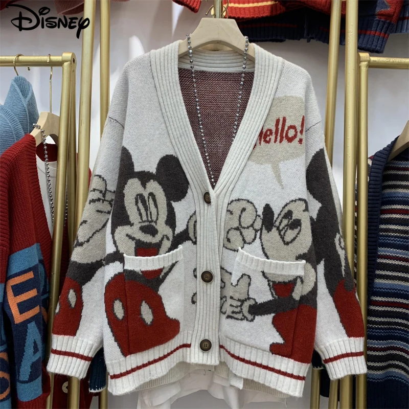 

Disney New Arrival Fashion Casual Mickey Mouse Pullover Winter Heavy Industry Design Sense Nail Bead Spoof Mohair Plush Sweater