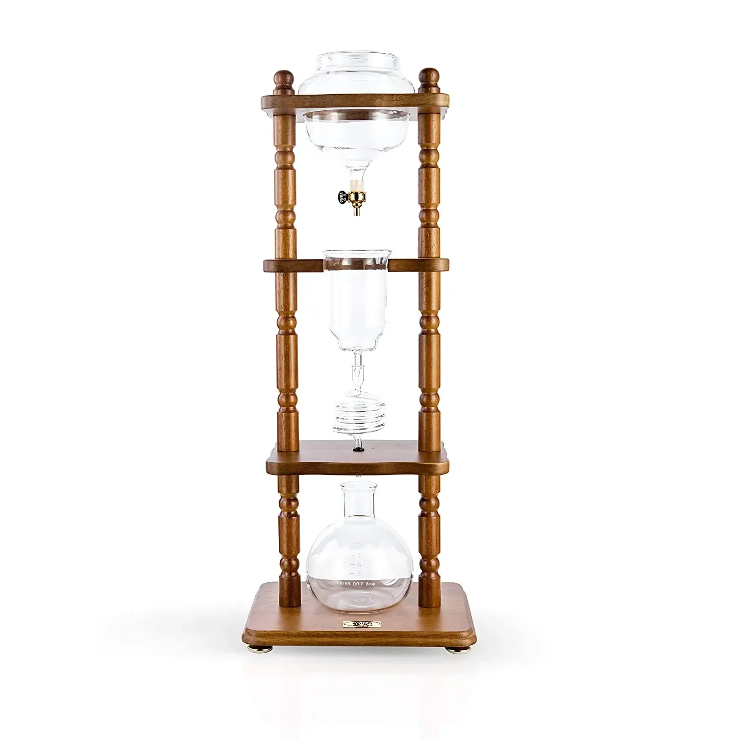 glass cold coffee drip maker dutch 6-8 /25CUPS COLD DRIP MAKER CURVED BROWN WOOD FRAME (32OZ)