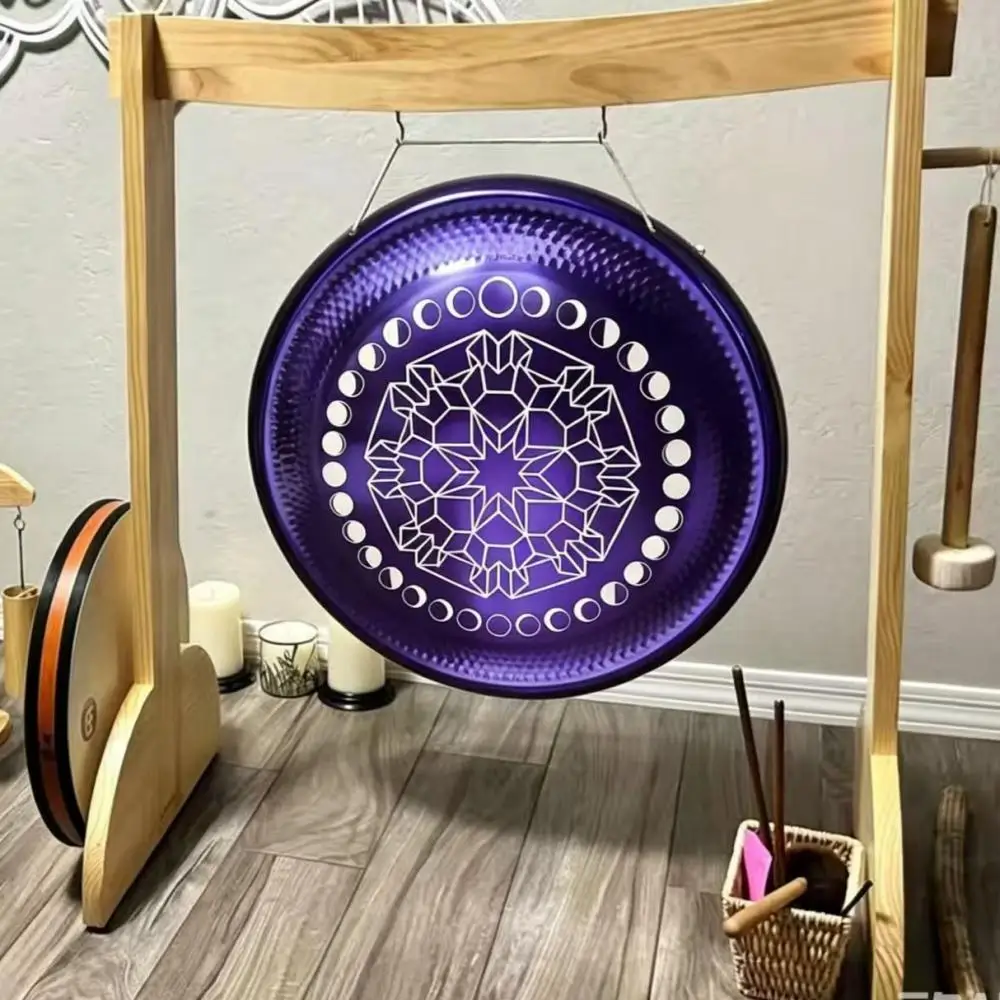 18-36 inch Moon Phase Mandala Purple Gong with Mallet High Vibration for Meditation, Healing and ReLaxation Gongbath Percussion
