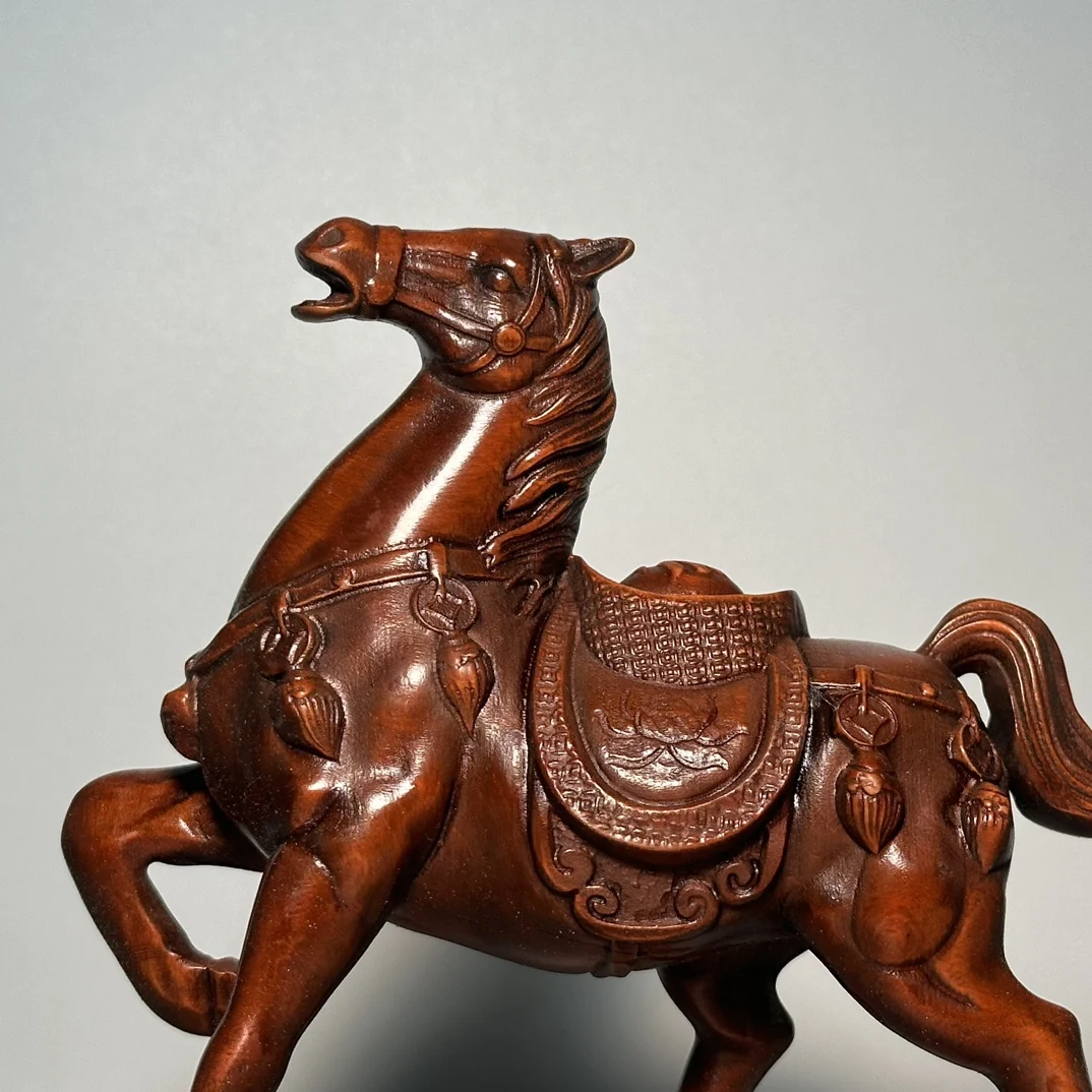 Chinese wood carving old collection boxwood boutique immediately have money carved tabletop home pony decoration