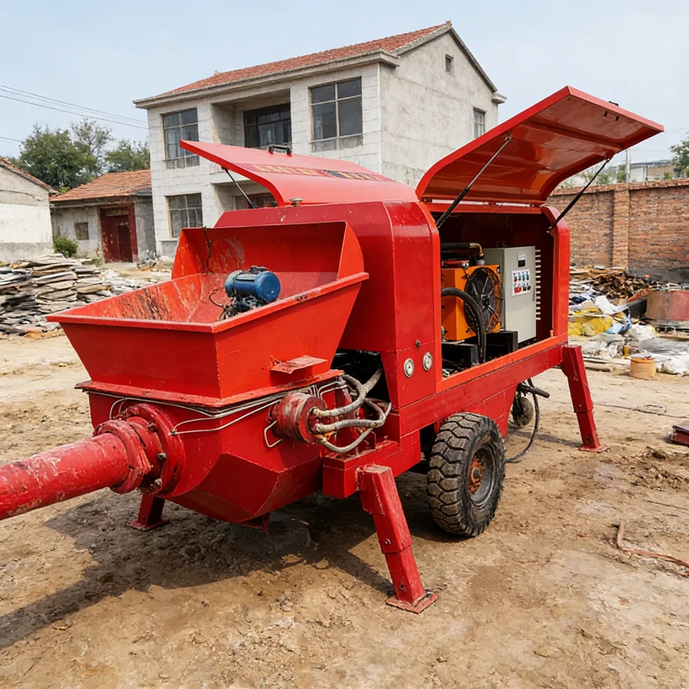 High Lift Trailer Concrete Pump For Bridge Construction Projects Vertical Pumping Distance Up To 100 Meters Long