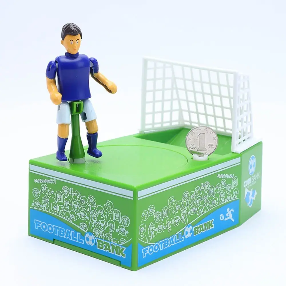 

Football Player Soccer Piggy Bank Storage Box Savings Pot Football Field Coin Bank Goal Kicking Cartoon Soccer Coin Holder