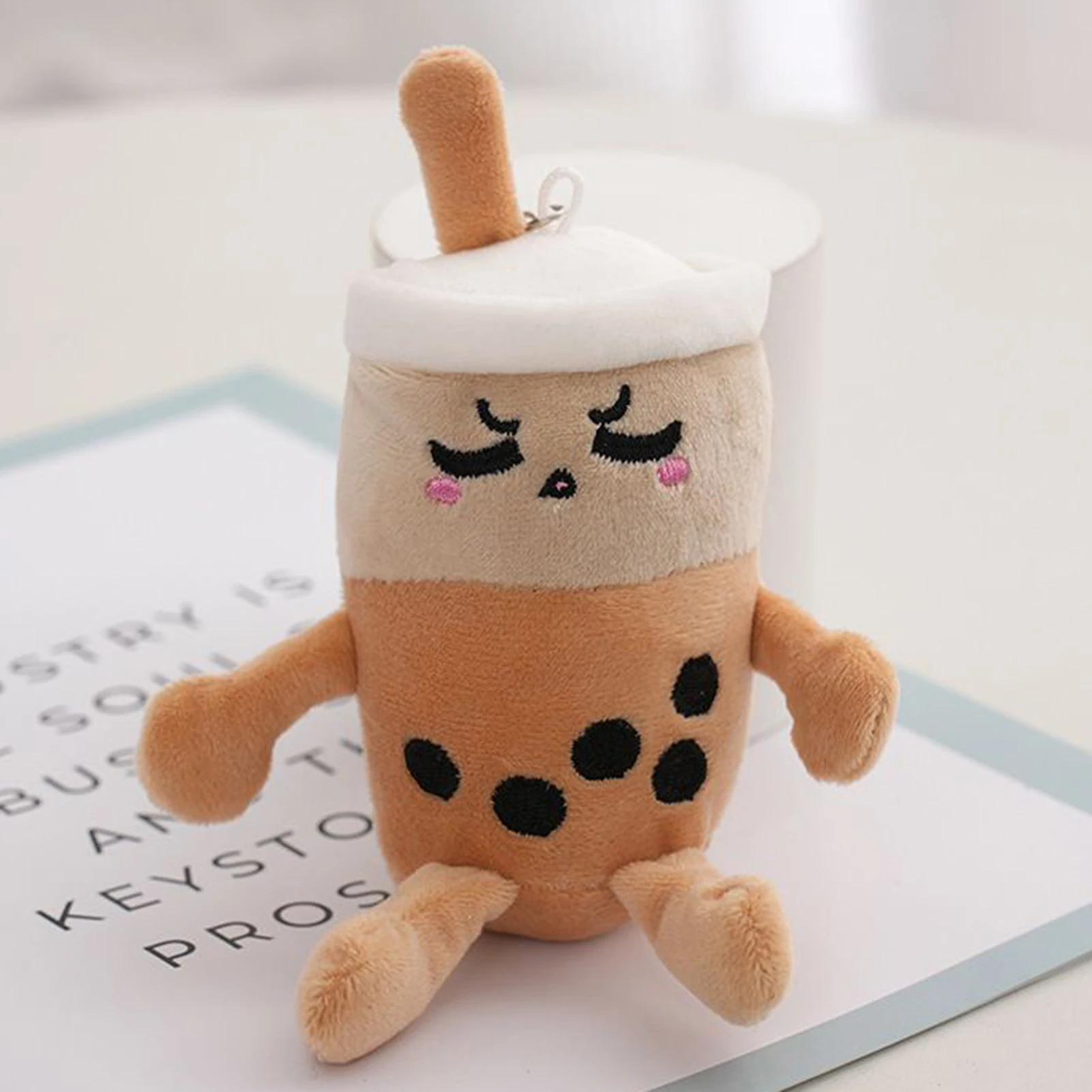 봉제 버블티 키체인 12cm 귀여운 플러시 백팩 참 장식 어린이 소녀 친구들 학교 파티 여행 생일 어린이날 선물