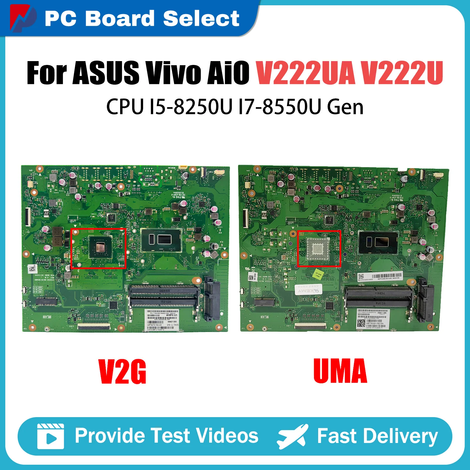 Carte mère V222U pour ASUS Vivo AiO V222UA pour machine tout-en-un avec processeur I7-8550U I5-8250U entièrement testé