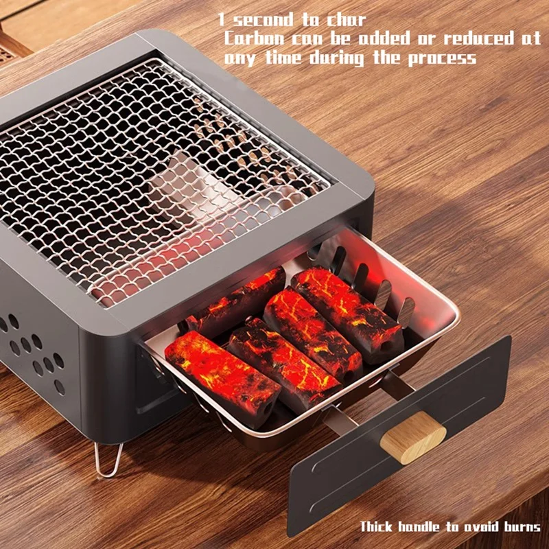 Charcoal Grill, BBQ Grill Folding Portable Smoker Grill, Barbecue Grill Desk Tabletop Outdoor Grill For Camping Picnics Durable