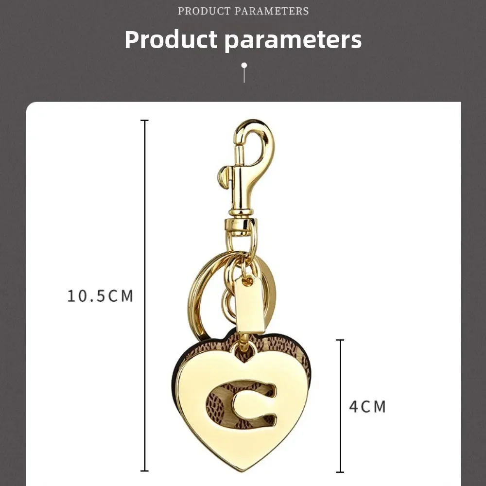 Monogramm-Herz-Blumen-Taschenanhänger aus Leder, Signature-Canvas-Schlüsselanhänger mit Gold- und Silberbeschlägen, luxuriöser Taschenanhänger, Geschenk für Frauen und Mädchen – Detail 6