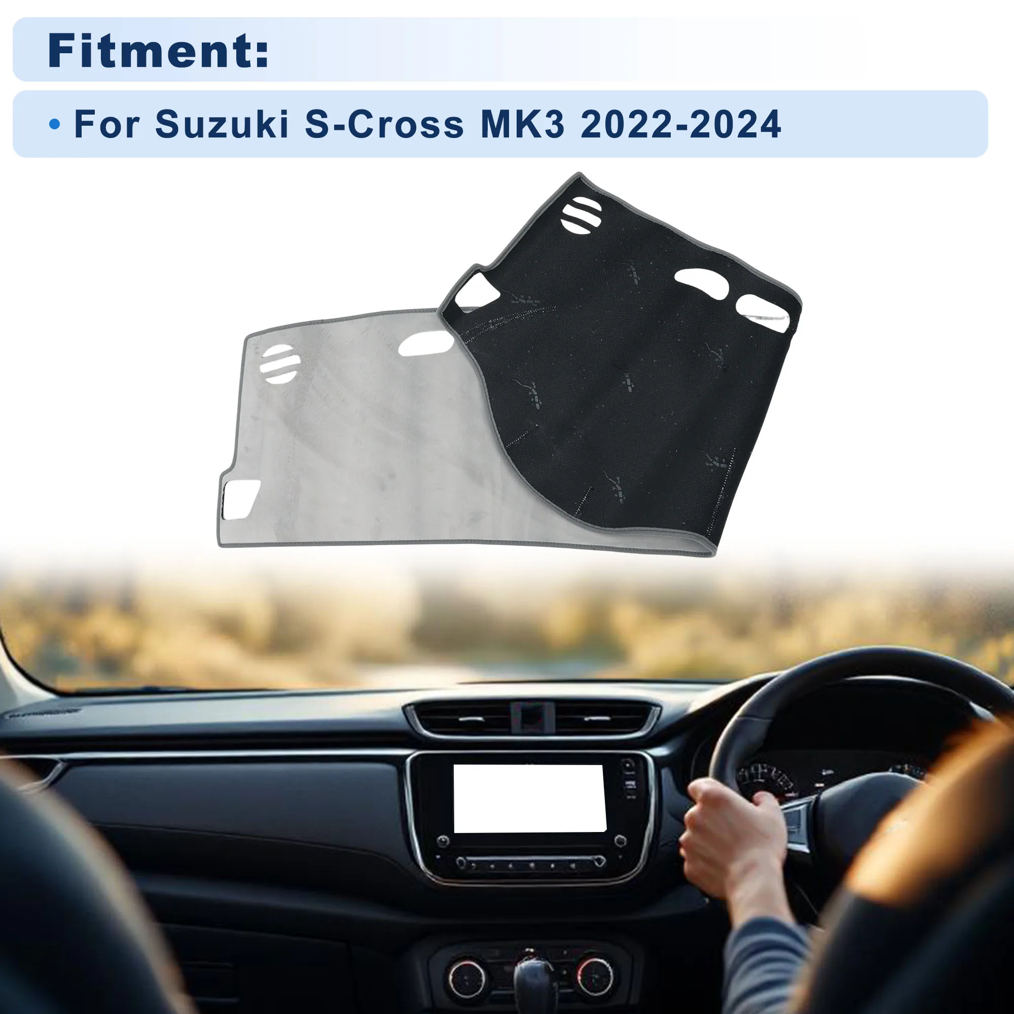 UXCELL Dash Cover for Suzuki S-Cross MK3 2022-2024 Without HUD Flannel Gray 1 set