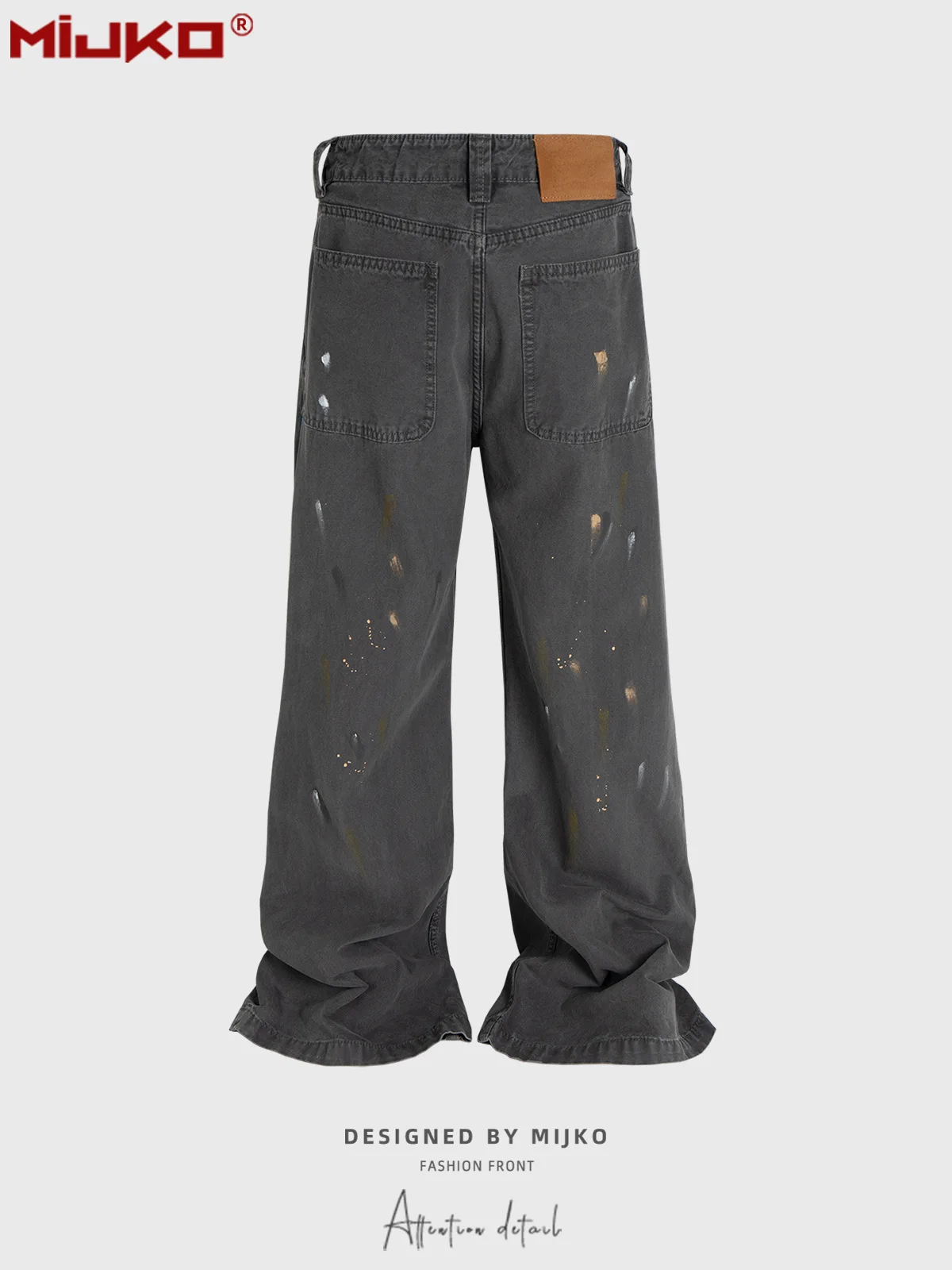 MIJKO Flared Splatter Ink Patch Jeans GJ029