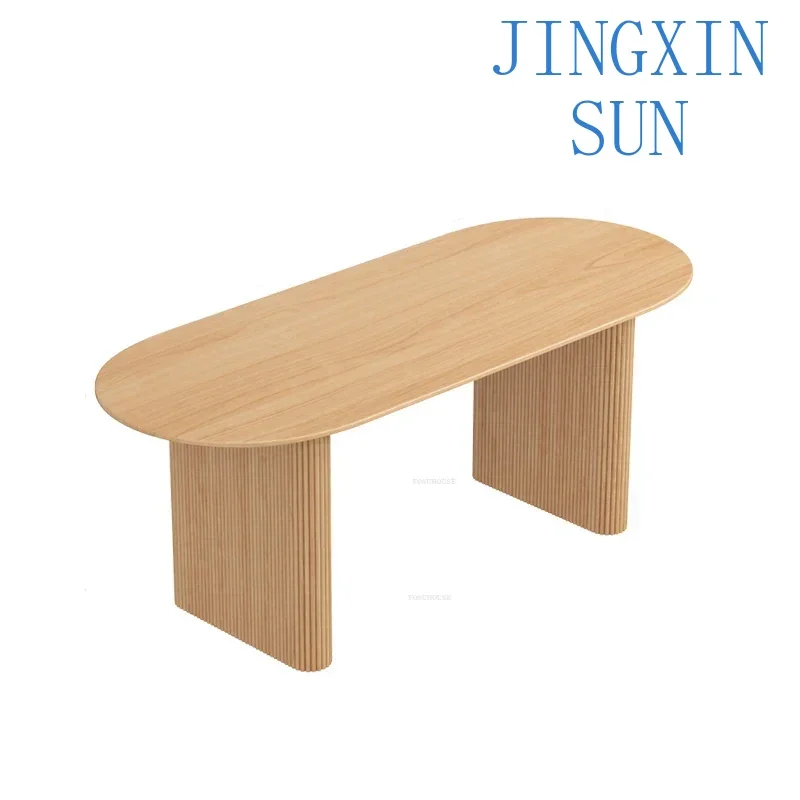 Crude Wood Dining Table Household Small Apartment Kitchen Furniture Ellipse Dining Tables Creative Upscale Restaurant Tables