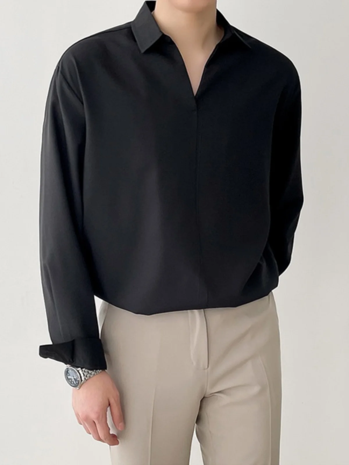 British Style Men's Long Sleeve Shirt Anti-Wrinkle Draped Feel Casual White Shirt 2023 New Korean Version No-Ironing Required