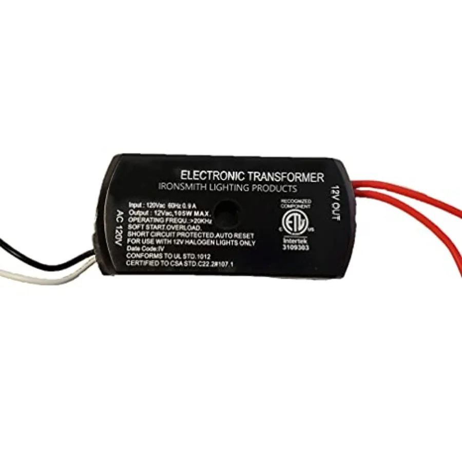 

105 Watt Dimmable Halogen Lamp Transformer - 120V Input 12V Output Halogen Xenon Krypton Type Light Bulbs Support - Short Circu