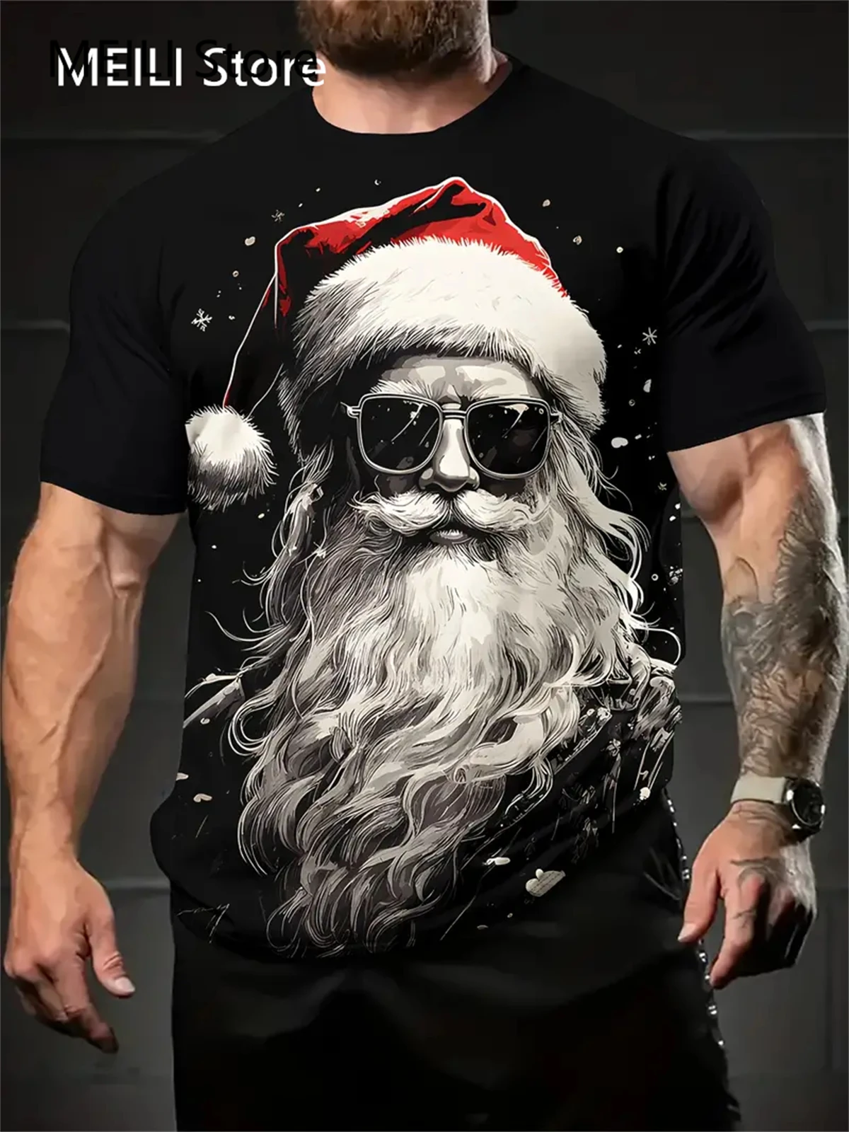 Camiseta con estampado gráfico de Papá Noel para hombre y mujer, camisetas divertidas informales de manga corta, ropa de gran tamaño, nueva moda, 2023