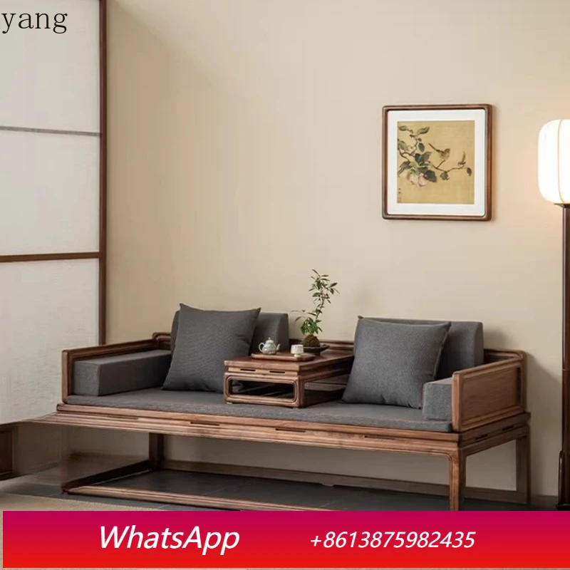 

LTT Black Walnut Arhat Bed New Chinese Solid Wood Song Style Zen Household Dual-purpose Sofa Bed