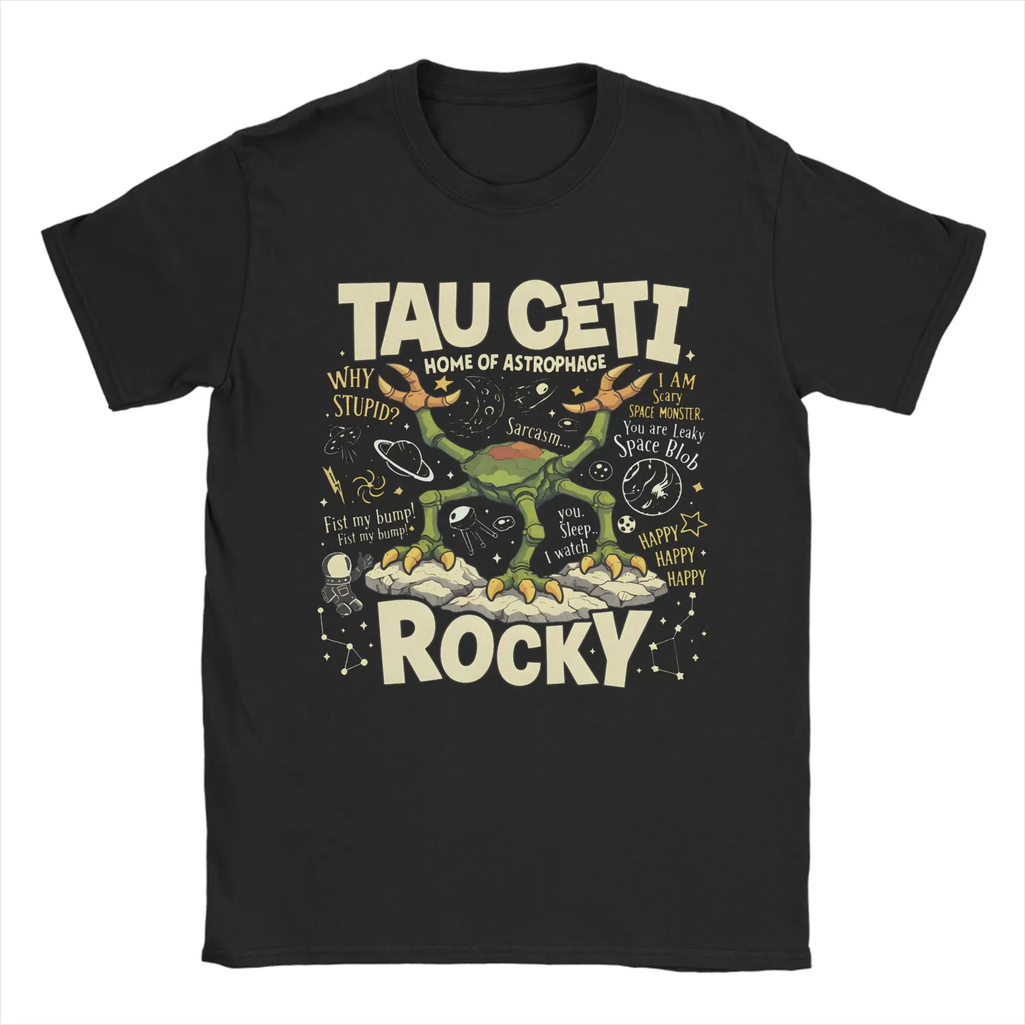 Amazing Rockys Project Hail Mary Space Monster T-Shirt Men Women's O Neck Pure Cotton T Shirt  Short Sleeve Tee Shirt Clothing