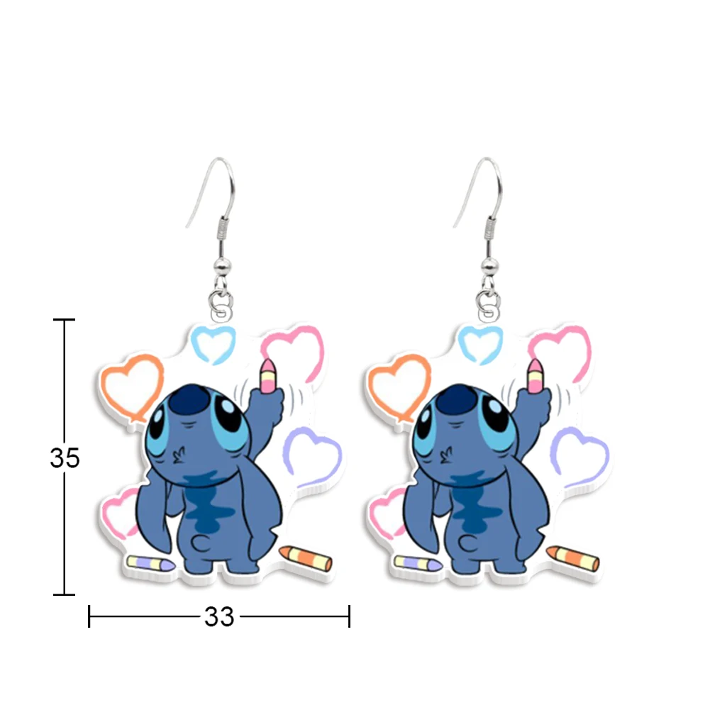 Disney-pendientes de Stitch para mujer, gancho acrílico, creatividad especial, accesorios de joyería, regalos pequeños