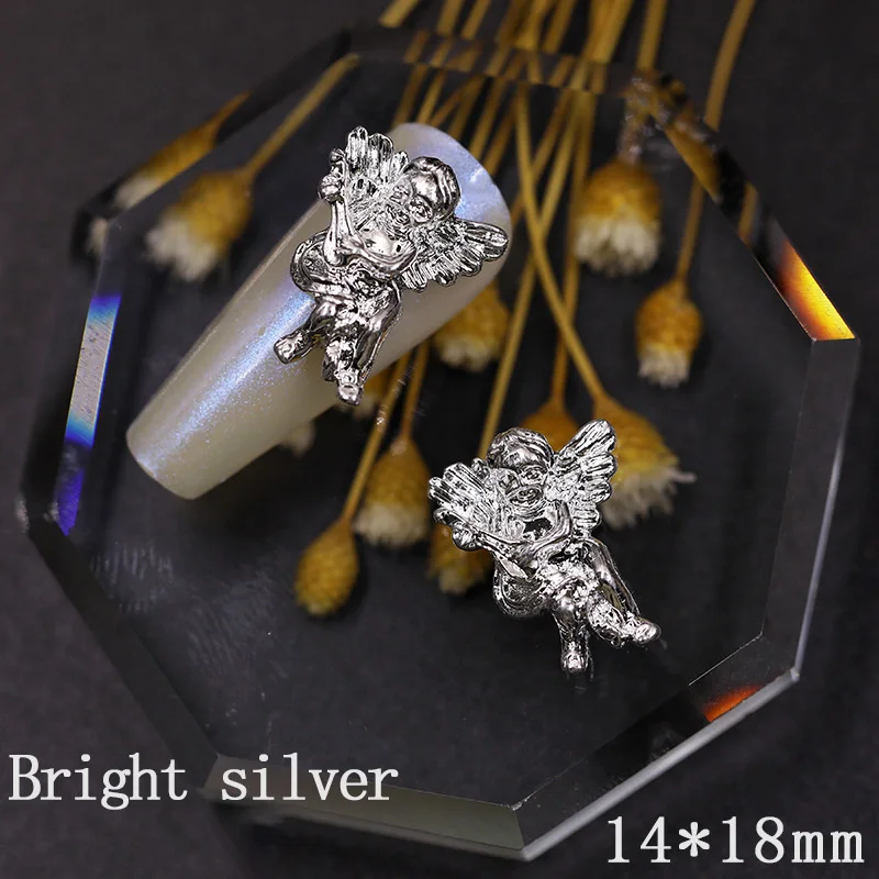 10 pçs anjo bebê barroco decorações da arte do prego retro manicure encantos parte jóias 3d em relevo designer unhas acessórios 14*18mm