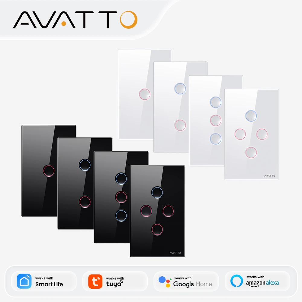 Interruptor de Luz Inteligente AVATTO Zigbee Touch Groove 220V à Prova d'Água, Controle Remoto pelo APP Smart Life, Compatível com Tuya, Alexa e Google Home