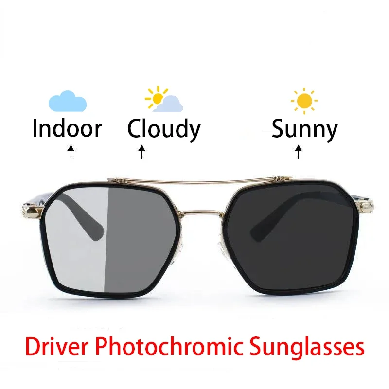 Photochromic Sunglasses for Women/Men Metal Frame UV400 Fashion Eyewear