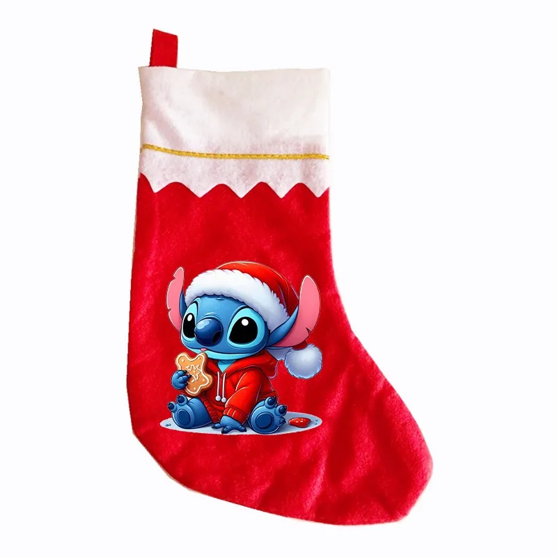 Disney Stitch decoraciones navideñas calcetines de Navidad Kawaii Anime decoración del hogar Navidad árbol colgante fiesta sorpresa festiva bolsa de regalo para niños