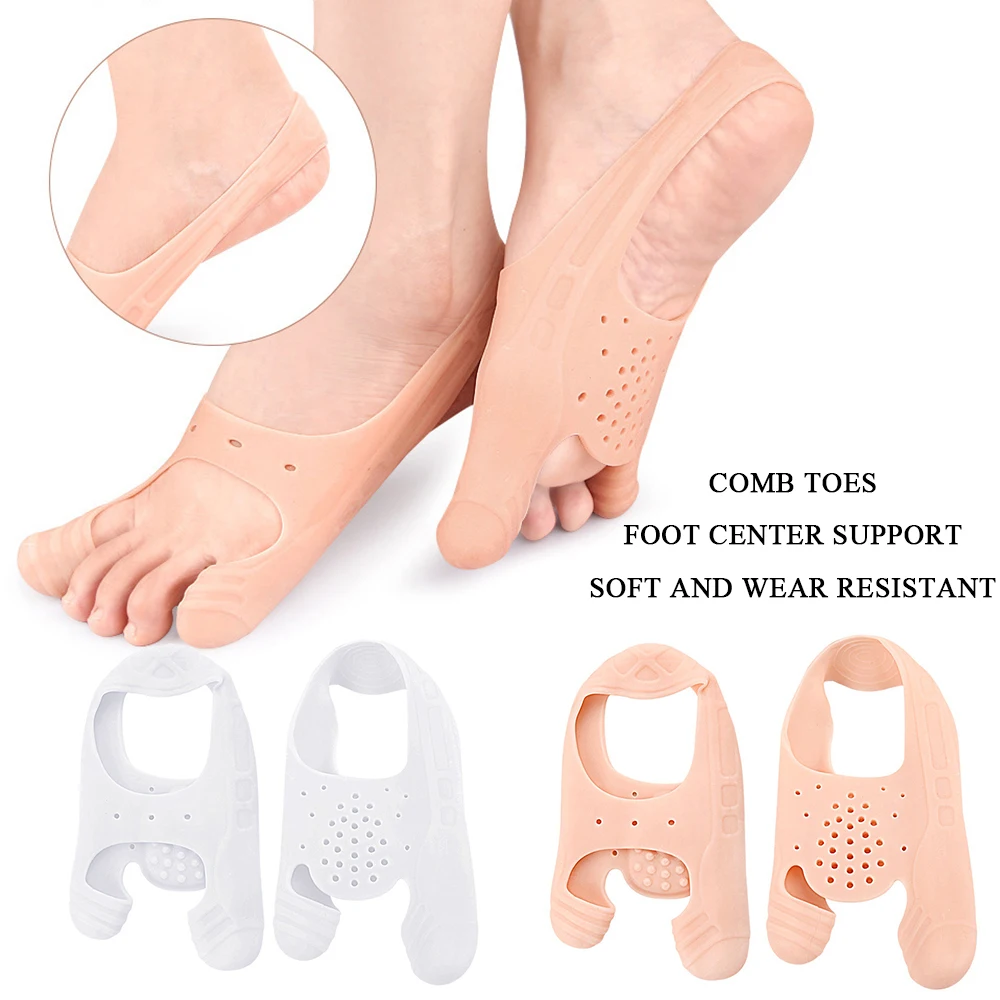 2pcs Silicone Toe Separators Bandage Toe Socks Massage Shock Absorbing Foot Arch Support Wearable Pain Relif Foot Care Tool