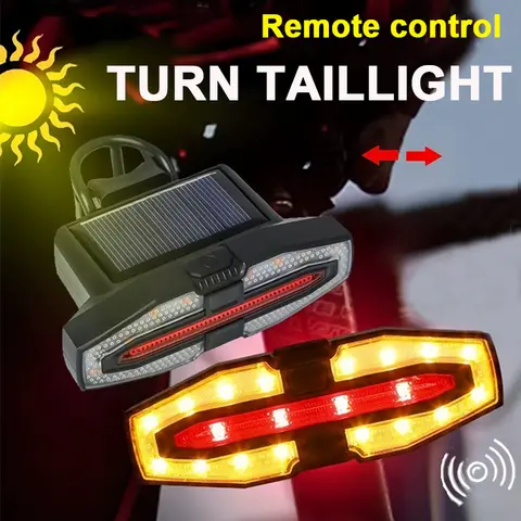 Bike Turn Signal Rear Light Bicycle Wireless Remote Control Taillight Solar Energy Bike Rear Lamp Usb Led Mtb Road Cycling Light
