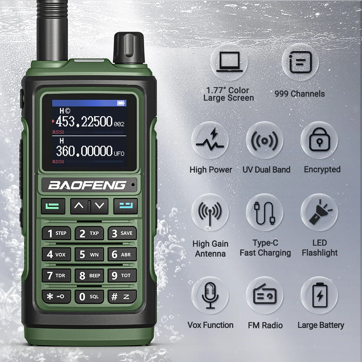 Baofeng UV17 Air Band Walkie Talkie 999 CH Draadloze kopieerfrequentie NOAA Zes bands Amateur Ham Tweerichtingsradio voor