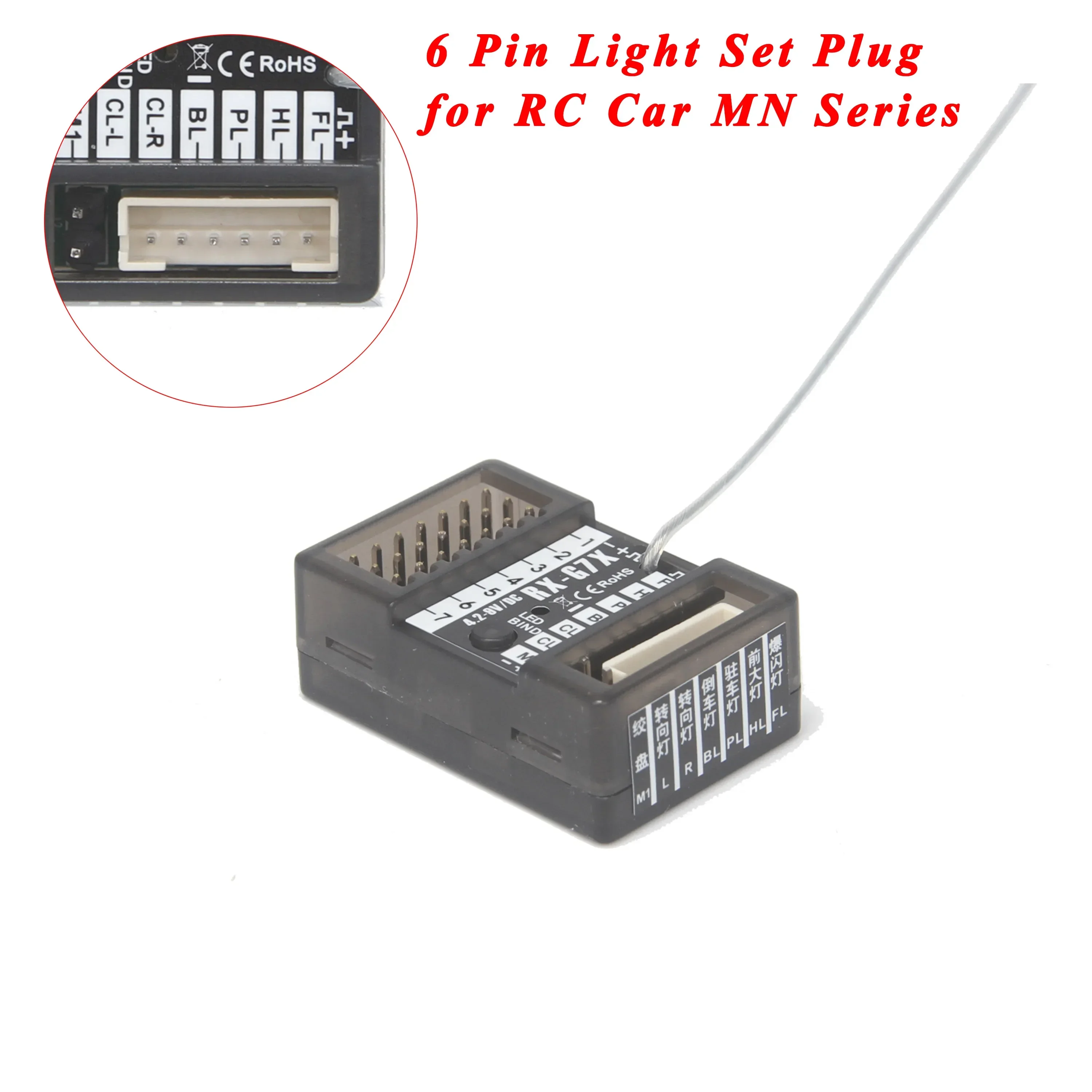NEEBRC 7CH 2,4 GHz Funksystem-Sender mit 6-poligem Lichtstecker-Empfänger für MN82 MN99S MN168 MN78 Crawler Upgrade – Detail 7