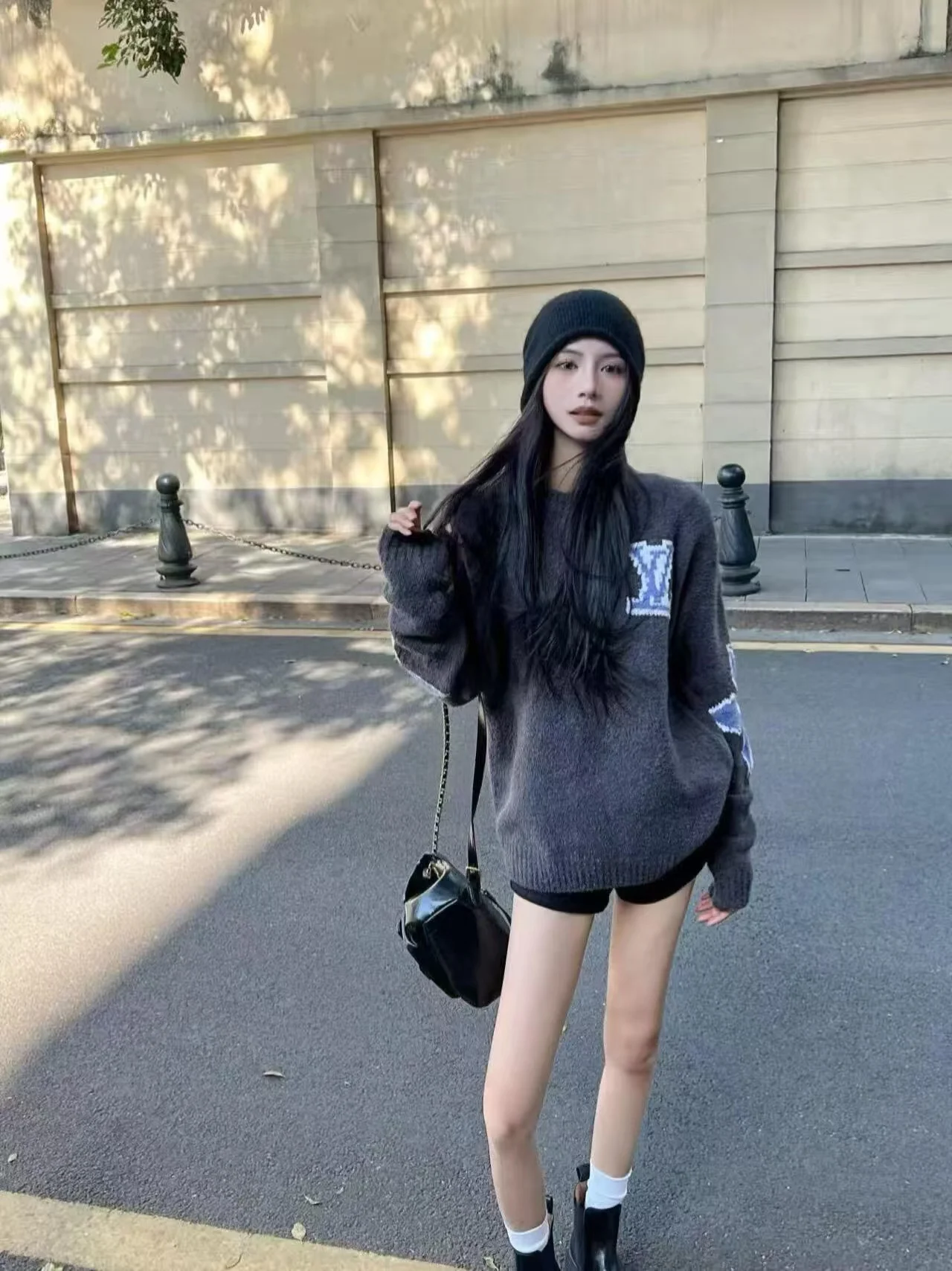 

Осень/зима 2022, женская кашемировая толстовка с вышивкой в ленивом стиле, свободная толстовка для пар с круглым вырезом и длинным рукавом