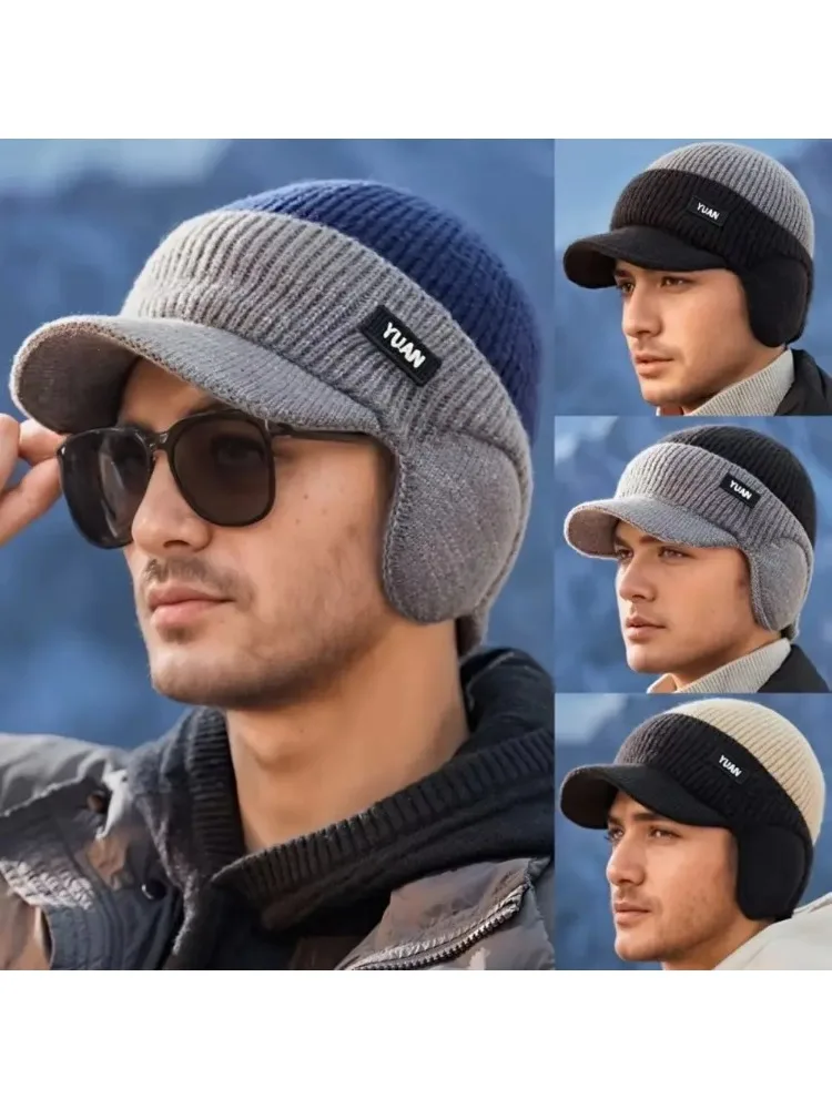 AliExpress NONE Winter Thermal Ear Protection Knit Baseball Cap Warm Hat Windproof Men Women Outdoor Sports Fleece Block Hats With Ear Flap